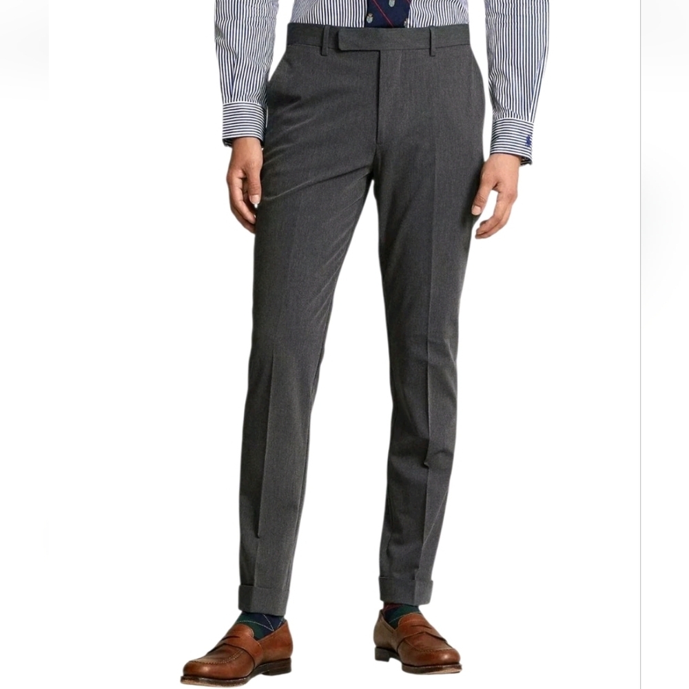 Polo Ralph Lauren Men Pants Size 42 Charcoal Gray Suit Trousers Unhemmed New